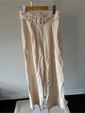 Nasty Gal Pleated Belted Wide Leg Trousers